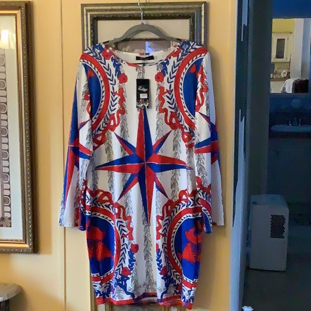 Patriotic Dress RW&B size XL pretty designs NWT . Soft lightweight stret…